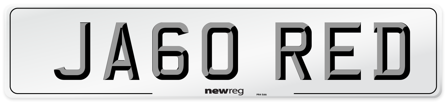 JA60 RED Number Plate from New Reg